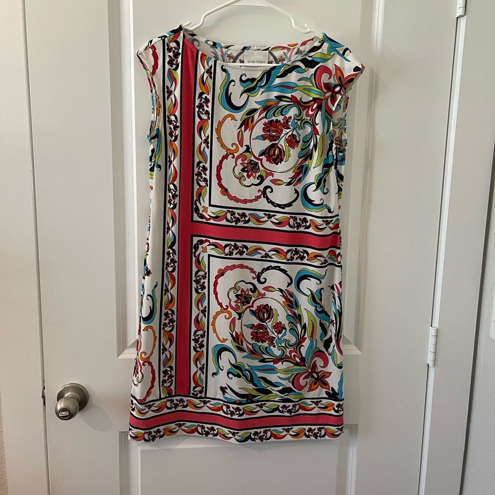 Donna Morgan mini shift dress, size 8, printed